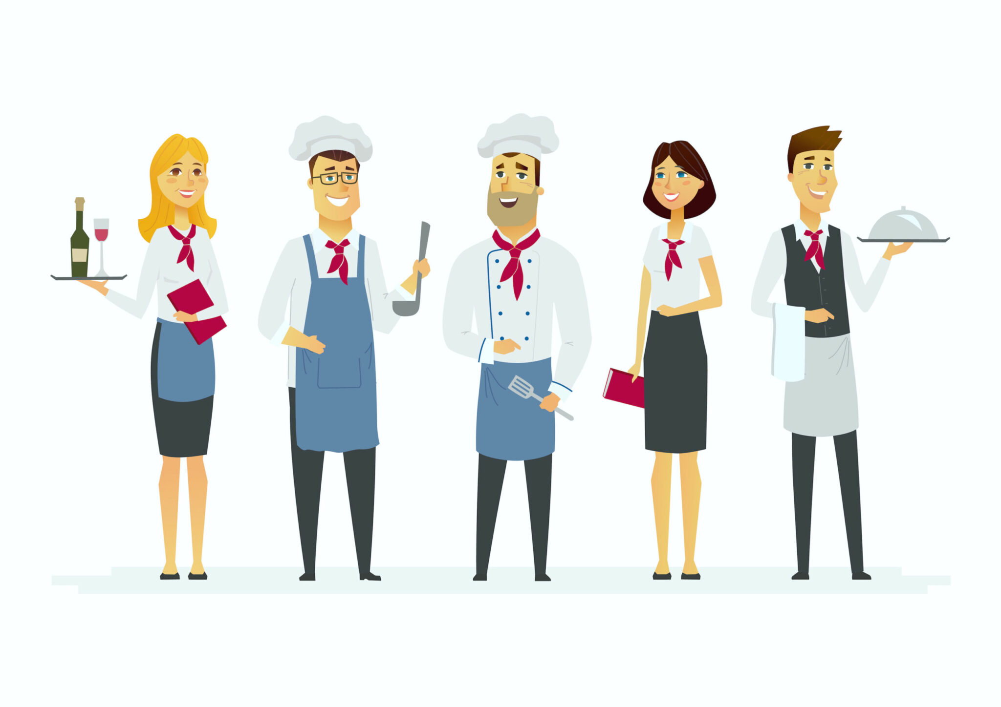 Restaurant staff - cartoon people characters isolated illustration